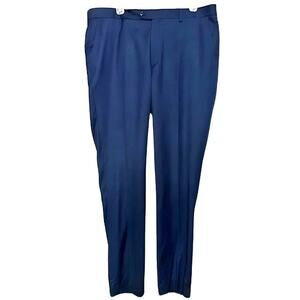 ZNT18 Trouser Dress Pants Sleek Flat Front Functional Pockets Navy Blue M 39X33